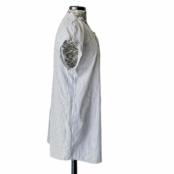 J. Crew Lace Up Striped Shirt Dress Blue White Large - Picture 5 of 8